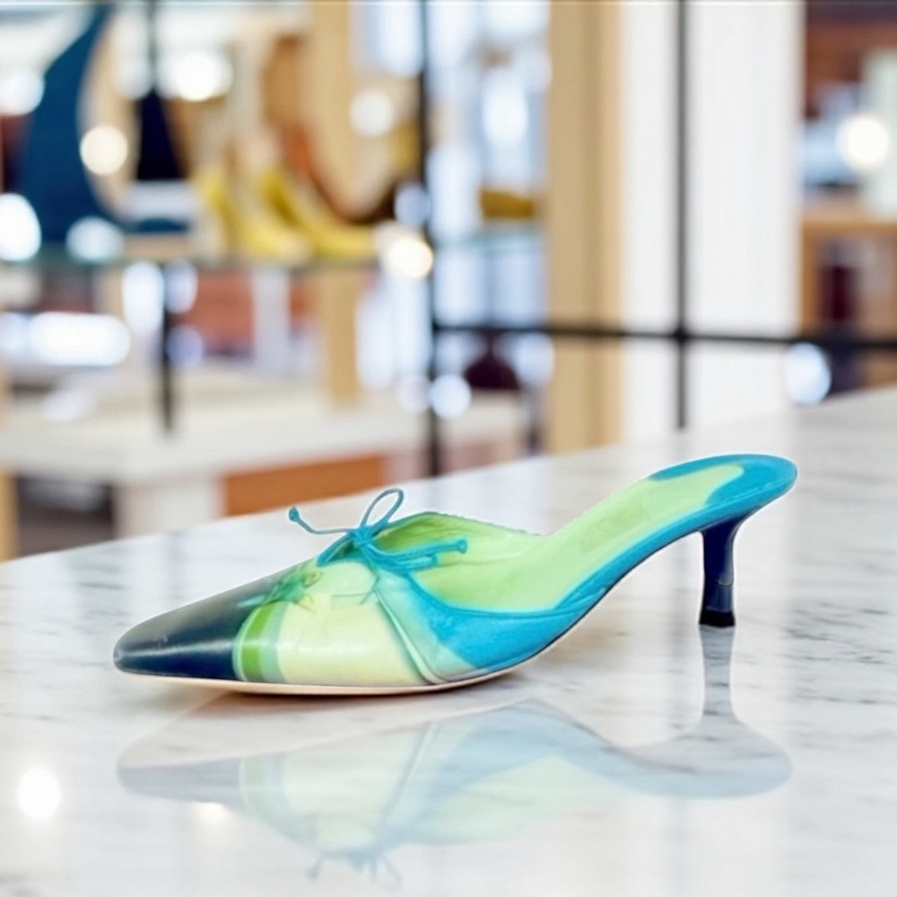 Icon Wearable Art Teal Green Mules Slides Shoes 8.5